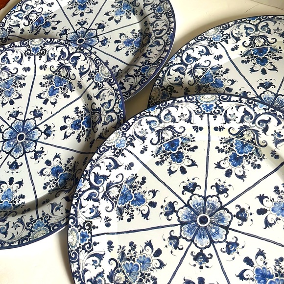 Set of 4 ©️ MMA 2007 French Blue & White Tin Plates - Picture 5 of 5
